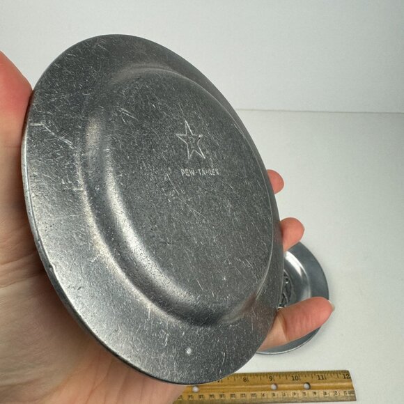 2 Vtg Pewter Pewtarex Indian Head Penny Buffalo Nickel Collectible Plates 5.75in - Picture 10 of 12